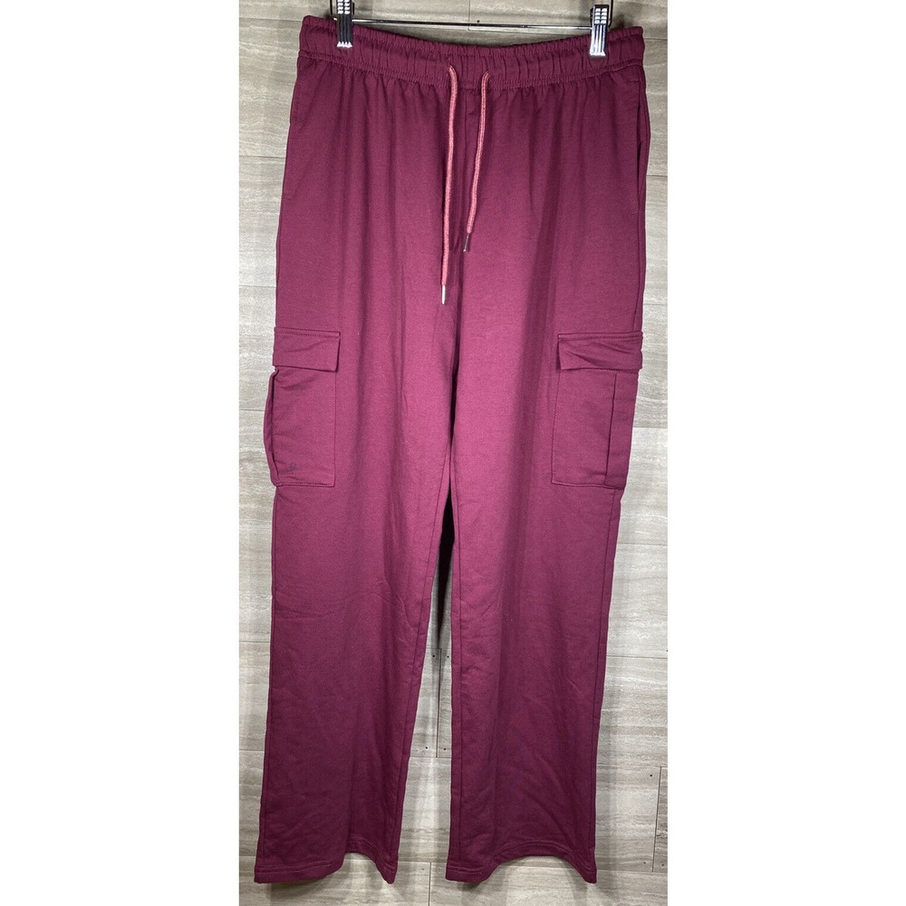 Agnes Urban Cargo Joggers Lounge Pants Mens M Maroon Red Drawstring NWT